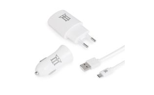KIT DE VIAJE 3IN1 MAILLON CARGADOR PARED USB 1 CONECTOR + CARGADOR COCHE + CABLE