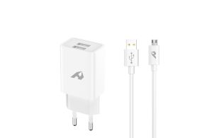 ADAPTADOR DE RED ENJOY USB 2 USB X 5V/24A CON CABLE MICRO USB BLANCO