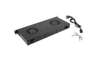 PANEL VENTILACION LANBERG LCD 2 VENTILADORES TERMOSTATO 230V 1U RACK 19 NEGRO
