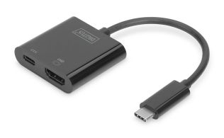 CONVERSOR HUB DIGITUS VIDEO USB TIPO C A HDMI 4K 60 HZ + USB C (PD) NEGRO