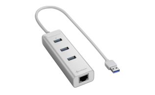 HUB USB SHARKOON 3X3.0 RJ45 ALUMINIO PLATA