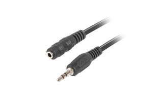 CABLE ESTEREO LANBERG JACK 3.5 MM MACHO/JACK 3.5MM HEMBRA 5M NEGRO