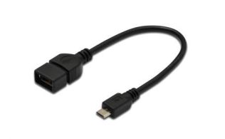 CABLE DIGITUS ADAPTADOR USB 2.0 OTG tipo micro B - A M/H 0,2m sw