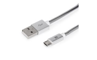 CABLE MAILLON PREMIUM MICRO USB 2,4 METAL PLATEADO 1M