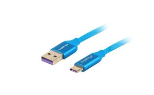 CABLE USB LANBERG 2.0 MACHO/USB C MACHO 5A 1M AZUL