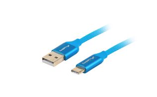 CABLE USB LANBERG 2.0 MACHO/USB C MACHO QUICK CHARGE 3.0 1M AZUL