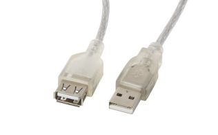 CABLE ALARGADOR LANBERGUSB 2.0 MACHO HEMBRA FERRITA 1.8M TRANSPARENTE