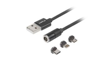 CABLE LANBERG 3EN1 USB 2.0USB-C ,MUSB,LIGHTNING, QCHARGE 3.0 MAGNETICO NEGRO 1M