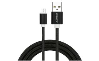 CABLE EIGHTT USB A MICROUSB 1MTS TRENZADO DE NYLON NEGRO. CARCASA DE ALUMINIO