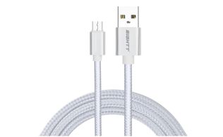 CABLE EIGHTT USB A MICROUSB 1MTS TRENZADO DE NYLON PLATA. CARCASA DE ALUMINIO