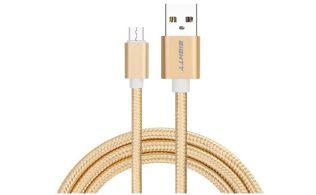 CABLE EIGHTT USB A MICROUSB 1MTS TRENZADO DE NYLON ORO. CARCASA DE ALUMINIO