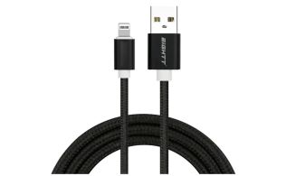 CABLE EIGHTT USB A LIGHTNING 1M TRENZADO DE NYLON NEGRO. CARCASA DE ALUMINIO