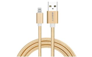 CABLE EIGHTT USB A LIGHTNING 1M TRENZADO DE NYLON ORO. CARCASA DE ALUMINIO