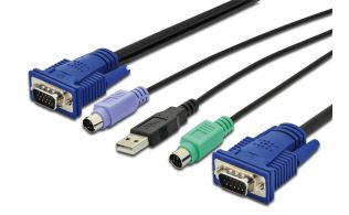 CABLES KVM DIGITUS VGA PS/2 MOUSE & KEYBOARD USB HD