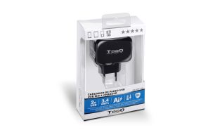 CARGADOR PARED USB TQWC-1S02 2xUSB 3.4 A(TOTAL) AI-TECH NEGRO