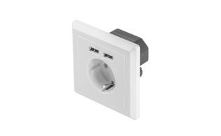 ROSETA PARED LANBERG 230V SCHUKO 16A 2X USB 2.1 A BLANCO