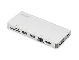 CONVERSOR HUB DIGITUS 8 MULTIPUERTO 2 X VIDEO 2X USB-C 2X USB3.0 RJ45 2X SD
