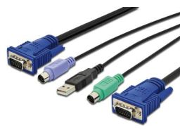 CABLE KVM DIGITUS VGA PS/2 USB HD DB15/M 2xMINIDIN6/M USB TIPOA/M HD DB15/M 5M