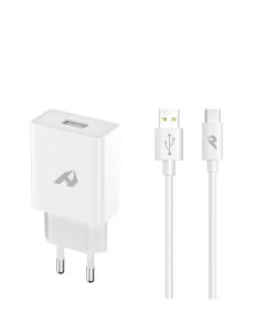 ADAPTADOR DE RED ENJOY 1 USB QC 30 5V/3A 9V/2A 12V/15A 18W MAX TIPO C 1M BLANCO