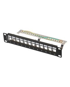 PATCH PANEL LANBERG 12 PUERTOS 1U RACK 10 FTP PARA MODULOS KEYSTONE NEGRO