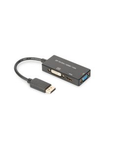 CONVERSOR DIGITUS DISPLAYPORT DP - HDMI+DVI+VGA M-H/H/H 0,2M 3 1 CE DORADO NEGRO