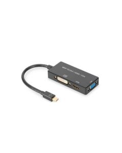 CONVERSOR DIGITUS DISPLAYPORT MINI DP- HDMI+DVI+VGA M-H/H/H 0,2m3 1 CE dorado bl