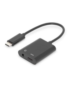 ADAPTADOR DIGITUS USB SPLITTER TIPO C - 3.5MM TIPO C M/F/F 0.2M GEN2 5A 10GB