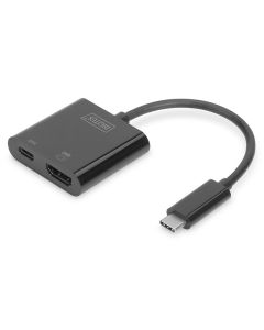 CONVERSOR HUB DIGITUS VIDEO USB TIPO C A HDMI 4K 60 HZ + USB C (PD) NEGRO