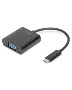 CONVERSOR HUB DIGITUS VIDEO USB TIPO C A VGA FULL HD 1080P 19,5 CM NEGRO