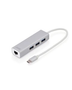 CONVERSOR HUB DIGITUS USB RJ-45 GIGABIT 3X USB 3.0 TIPO C 3 PUERTOS USB A/H