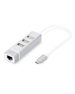 CONVERSOR HUB DIGITUS USB-C TO 3 PUERTOS USB A/F 1X RJ45 10/100