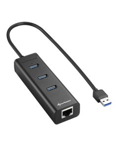 HUB USB SHARKOON 3X3.0 RJ45 ALUMINIO NEGRO