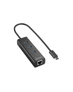 HUB USB SHARKOON 3X3.0 RJ45 ALUMINIO NEGRO TIPO C