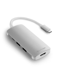 HUB USB SHARKOON 3X3.0 TYPE C + HDMI  ALUMINIO PLATA