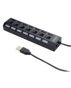 HUB USB GEMBIRD 2.0 7 PUERTOS CON SWITCH NEGRO