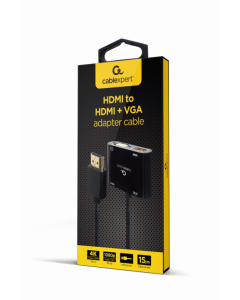 HDMI MACHO A HDMI HEMBRA + VGA HEMBRA + CABLE ADAPTADOR DE AUDIO NEGRO