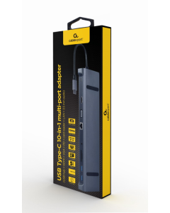 ADAPTADOR MULTIPUERTO USB TIPO C 10 EN 1 3 5 MM GRIS ESPACIAL