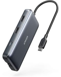 HUB USB ANKER TIPO C A 2xUSB 3.0 2xHDMI 1xSD+microSD 1xETHERNET 1xTIPO C NEGRO