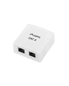 ROSETA DE SUPERFICIE LANBERG CAT.6 UTP 2X TOMA RJ45 BLANCO