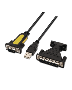 CONVERSOR AISENS USB A SERIE A/M-RS232 DB9/M DB25/M NEGRO 1.8M