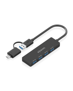HUB AISENS USB 3.1 GEN1 USB-C/M Y USB-A/M-4XTIPO A/H NEGRO 15CM
