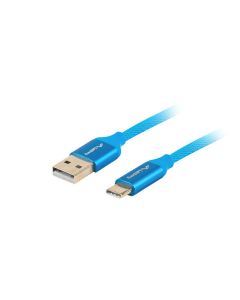 CABLE USB LANBERG 2.0 MACHO/USB C MACHO QUICK CHARGE 3.0 1M AZUL