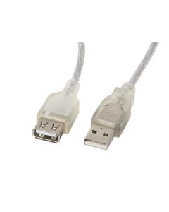 CABLE ALARGADOR LANBERG USB 2.0 MACHO HEMBRA FERRITA 3M TRANSPARENTE