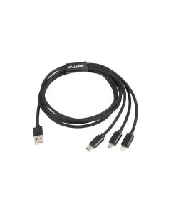 CABLE LANBERG 3EN1 USB USB-C MACHO,MICRO USB MACHO, LIGHTNING MACHO NEGRO 1.8M