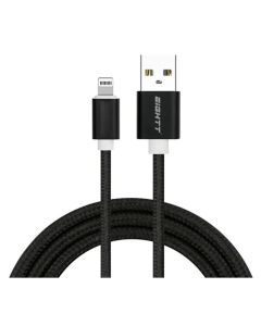 CABLE EIGHTT USB A LIGHTNING 1M TRENZADO DE NYLON NEGRO. CARCASA DE ALUMINIO