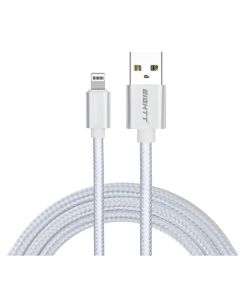 CABLE EIGHTT USB A LIGHTNING 1M TRENZADO DE NYLON PLATA. CARCASA DE ALUMINIO