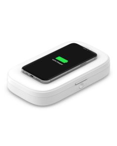 SANITIZADOR CON BASE DE CARGA QI INALAMBRICA 10W (ALIMENTADOR INCLUIDO) BLANCO