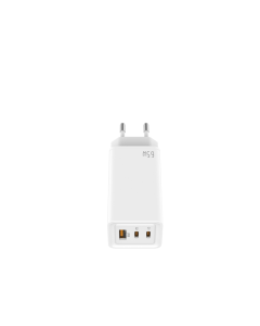 LEOTEC CARGADOR 65W GaN CARGA RAPIDA 2 USB TIPO-C PD 1 USB-A BLANCO