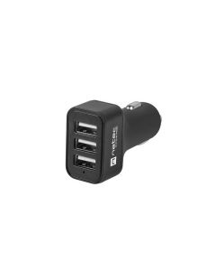 CARGADOR COCHE NATEC 3XUSB 5V 5.1A 12V 24V NEGRO