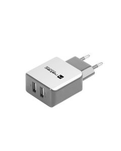 CARGADOR NATEC 2XUSB 2.1A 110 240V BLANCO GRIS